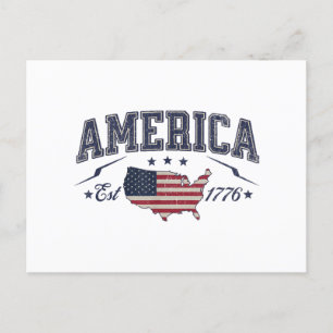 Patriotic American Flag USA Est 1776 4th of July A Holiday Postcard