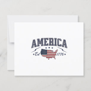 Patriotic American Flag USA Est 1776 4th of July A RSVP Card