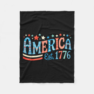 Patriotic American Flag USA Est 1776 4th of July Fleece Blanket
