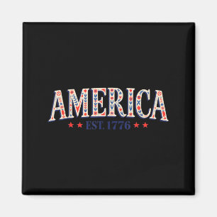 Patriotic American Flag USA Est 1776 4th of July Magnet