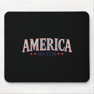 Patriotic American Flag USA Est 1776 4th of July Mouse Pad