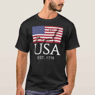 Patriotic American Flag USA Est 1776 4th of July T-Shirt