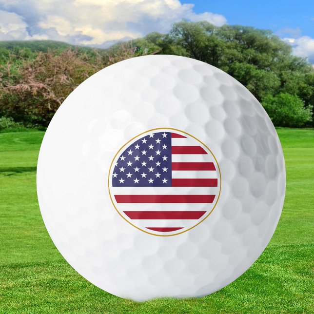 Patriotic American Flag & USA Golf Balls / Gold (Creator Uploaded)