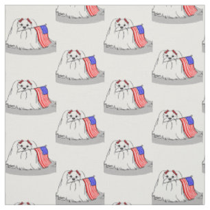 Patriotic American Flag USA Maltese Dog - Cute Fabric