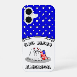 Patriotic American Flag USA Maltese Dog - Cute iPhone 16 Case