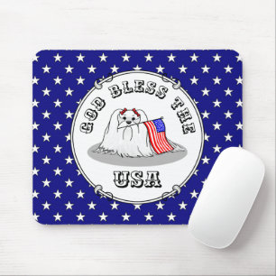 Patriotic American Flag USA Maltese Dog - Cute Mouse Pad