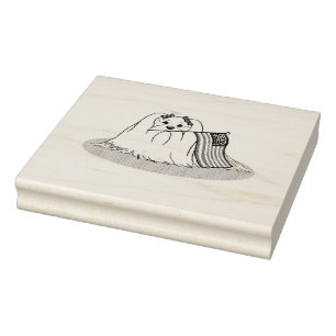Patriotic American Flag USA Maltese Dog - Cute Rubber Stamp