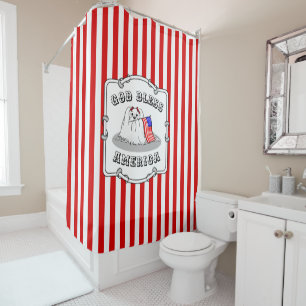 Patriotic American Flag USA Maltese Dog - Cute Shower Curtain