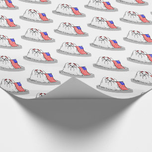 Patriotic American Flag USA Maltese Dog - Cute Wrapping Paper