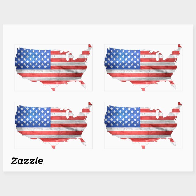 Patriotic American Flag USA Map  Rectangular Sticker (Sheet)