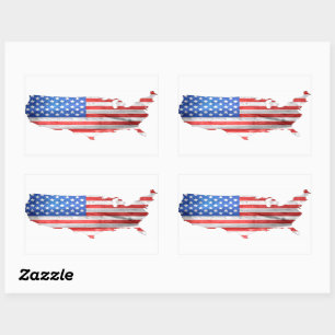 Patriotic American Flag USA Map Rectangular Sticker