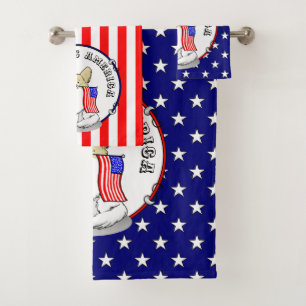 Patriotic American Flag USA Papillon (lemon) Cute Bath Towel Set