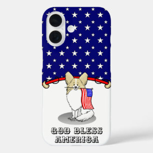 Patriotic American Flag USA Papillon (lemon) Cute iPhone 16 Case