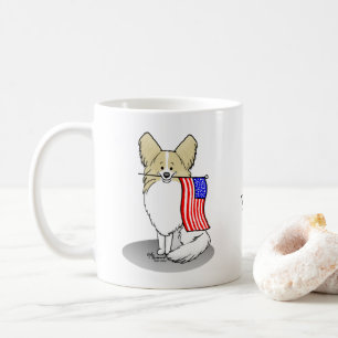 Patriotic American Flag USA Papillon (lemon) Cute Coffee Mug