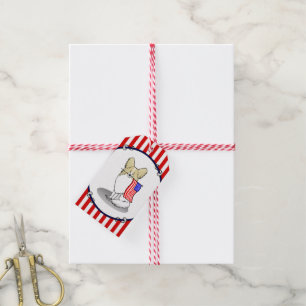 Patriotic American Flag USA Papillon (lemon) Cute Gift Tags