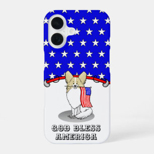 Patriotic American Flag USA Papillon (lemon) Cute iPhone 16 Case