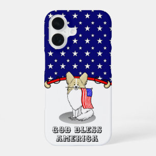 Patriotic American Flag USA Papillon (lemon) Cute iPhone 16 Case