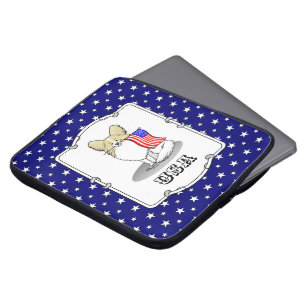 Patriotic American Flag USA Papillon (lemon) Cute Laptop Sleeve