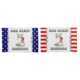 Patriotic American Flag USA Papillon (lemon) Cute Pillowcase