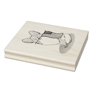 Patriotic American Flag USA Papillon (lemon) Cute Rubber Stamp