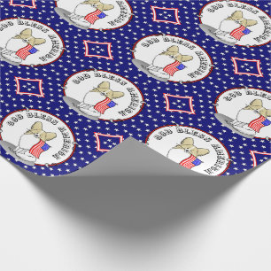 Patriotic American Flag USA Papillon (lemon) Cute Wrapping Paper