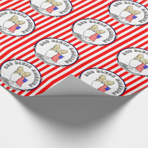 Patriotic American Flag USA Papillon (lemon) Cute Wrapping Paper
