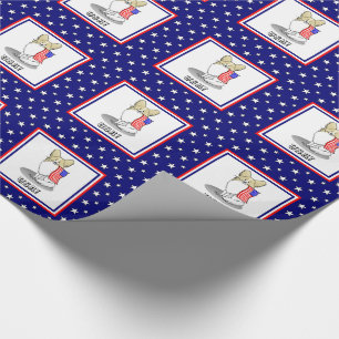 Patriotic American Flag USA Papillon (lemon) Cute Wrapping Paper
