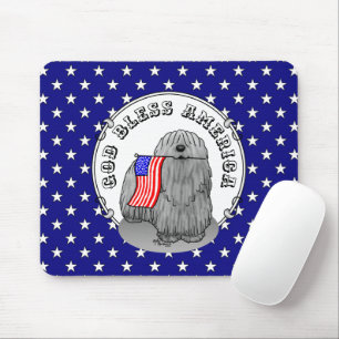 Patriotic American Flag USA Puli Dog (grey) Cute Mouse Pad