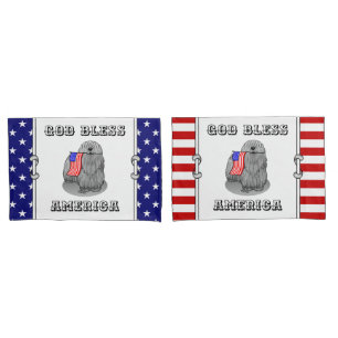 Patriotic American Flag USA Puli Dog (grey) Cute Pillowcase