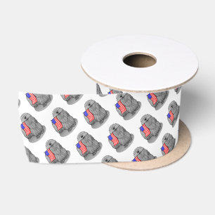 Patriotic American Flag USA Puli Dog (grey) Cute Satin Ribbon