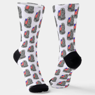 Patriotic American Flag USA Puli Dog (grey) Cute Socks