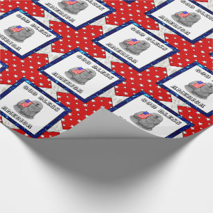 Patriotic American Flag USA Puli Dog (grey) Cute Wrapping Paper