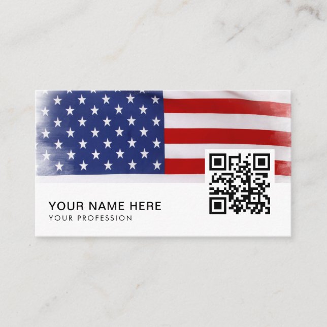 patriotic american flag veteran service  QR Code  Business Card (Front)