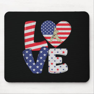 Patriotic American Flag Vintage Karate 4th Of July Mouse Pad