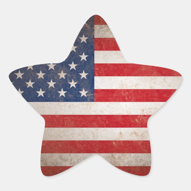 Patriotic American Flag Vintage Stars & Stripes Star Sticker (Front)