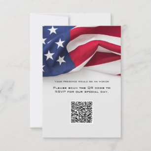 PATRIOTIC American Flag Wedding QR code Reply Card