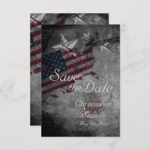 Patriotic American Flag Wedding Save the Date Invitation
