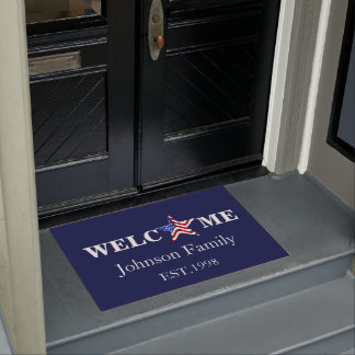 Patriotic American flag Welcome Doormat