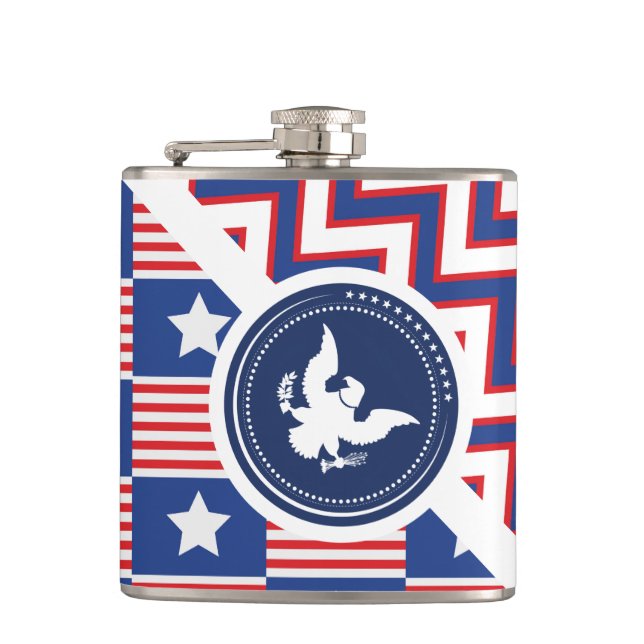 Patriotic American Flag with Eagle Hip Flask (Front)