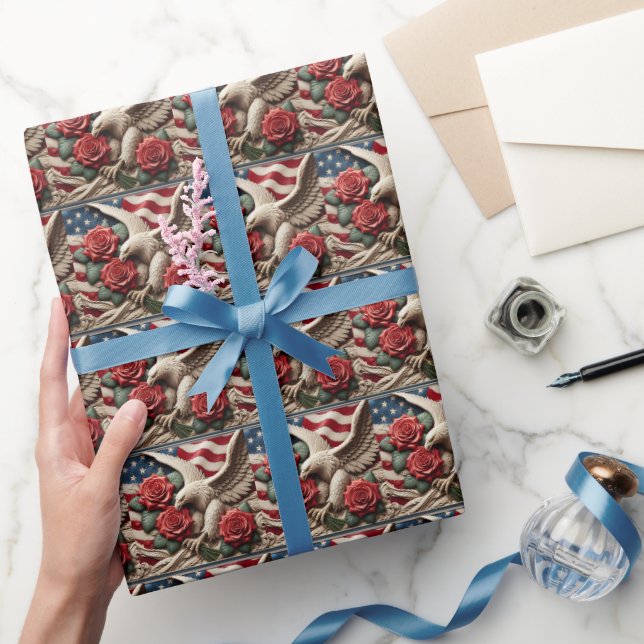 Patriotic American Flag Wrapping Paper (Gifting)