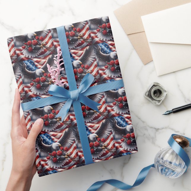 Patriotic American Flag Wrapping Paper (Gifting)