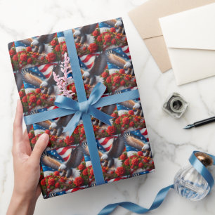 Patriotic American Flag Wrapping Paper