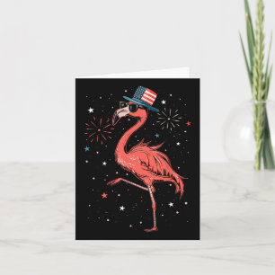 Patriotic American Flamingo Dancing Usa Flag 4th O Card