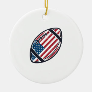 Patriotic American Football Vintage Vector Design_ Ceramic Ornament