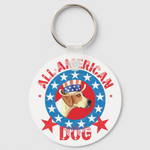 Patriotic American Foxhound Key Ring