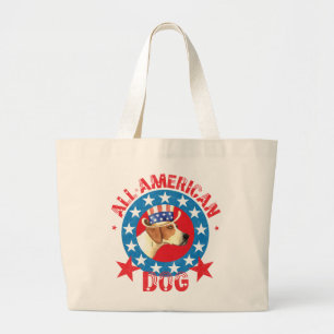 Patriotic American Foxhound Large Tote Bag