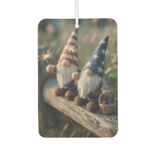 Patriotic American Gnomes with Sparklers  Car Air Freshener