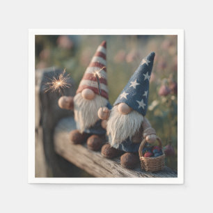 Patriotic American Gnomes with Sparklers Napkin