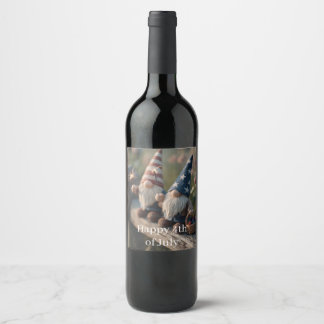 Patriotic American Gnomes with Sparklers Wine Label