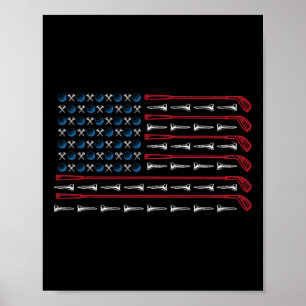 Patriotic American Golfer Flag Golf Club Golf Love Poster